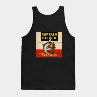 CAPTAIN SILVER Vintage Sardine Label Cannery Row Monterey Tank Top